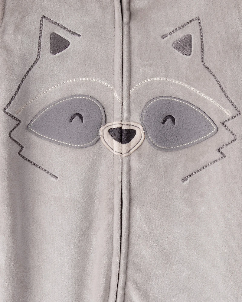 Toddler Boy Raccoon DreamPlush Long-Sleeve Snug Fit 1-Piece Pajamas - Grey