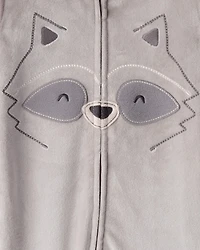 Toddler Boy Raccoon DreamPlush Long-Sleeve Snug Fit 1-Piece Pajamas - Grey