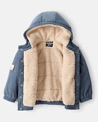 Toddler Boy Corduroy Sherpa-Hooded Fashion Jacket - Blue