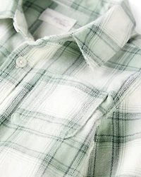 Toddler Organic Cotton Herringbone Button-Front Shirt in Plaid