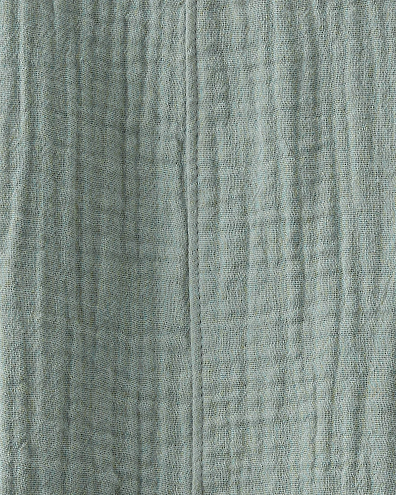 Toddler Organic Cotton Gauze Shortalls Green