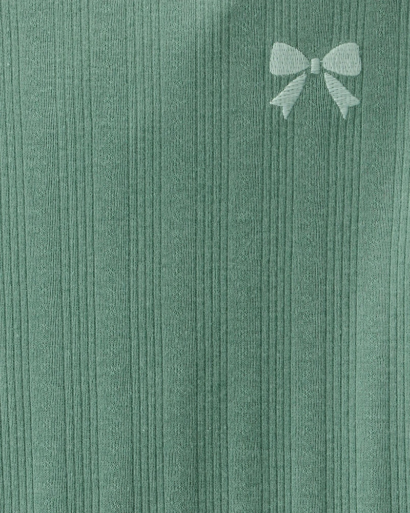 Kid Bow Embroidered Long-Sleeve Tee - Green
