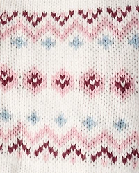 Baby Girl Organic Cotton Fair Isle Sweater Knit Jacket