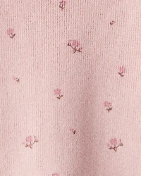 Baby Girl 2-Piece Organic Cotton Sweater Knit Set in Blush Petals Print