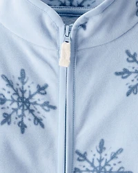 Toddler Girl Snowflake Microfleece Zip-Up Jacket - Blue