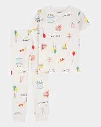 Toddler 2-Piece Birthday 100% Snug Fit Cotton Pajamas - Ivory