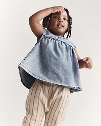 Toddler Girl Sleeveless Denim Top in Avenue Wash - Blue