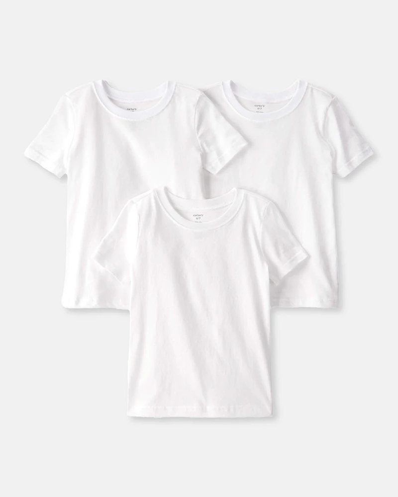 Boys 3-Pack Short-Sleeve Undershirts - White