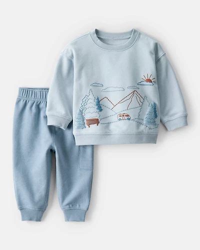 Baby Boy 2-Piece Mountain Pullover & Pant Set - Blue
