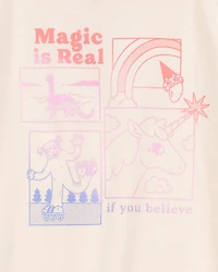 Girls Magic Is Real Short-Sleeve Graphic Tee - Ivory