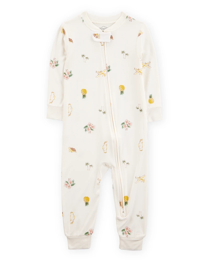 Baby Tropical Print PurelySoft Footless 1-Piece Pajamas - Ivory