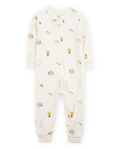 Baby Tropical Print PurelySoft Footless 1-Piece Pajamas - Ivory