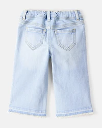 Baby Embroidered Stretch Denim Wide Leg Jeans - Cowboy Wash