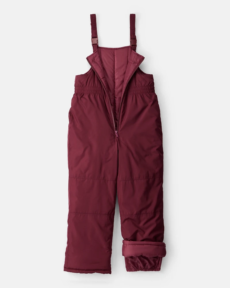 Girls 2-Piece Color Block Hooded Snowsuit Jacket & Bib Set - Pink/Red