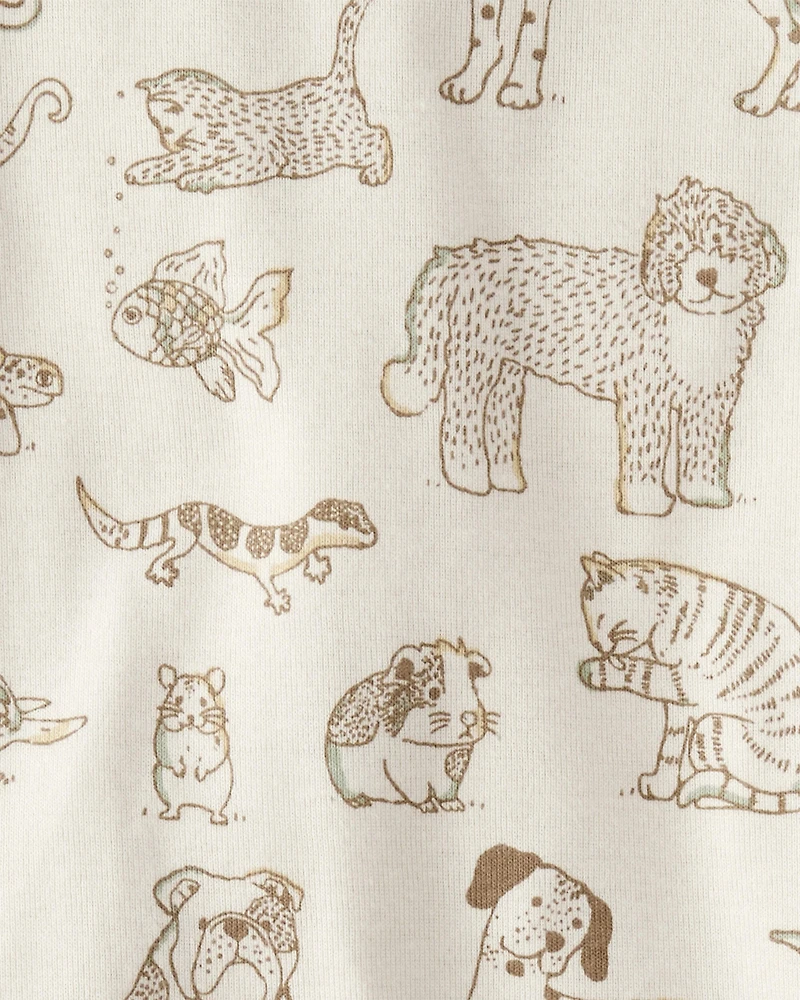 Toddler Pet Print Organic Cotton 2-Piece Pajamas