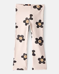 Toddler Girl Floral Cotton Flare Leggings - Pink