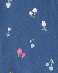Toddler Girl Floral Cotton Long-Sleeve Top - Blue