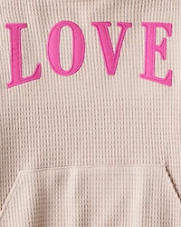 Girls Love Thermal Hooded Top - Brown