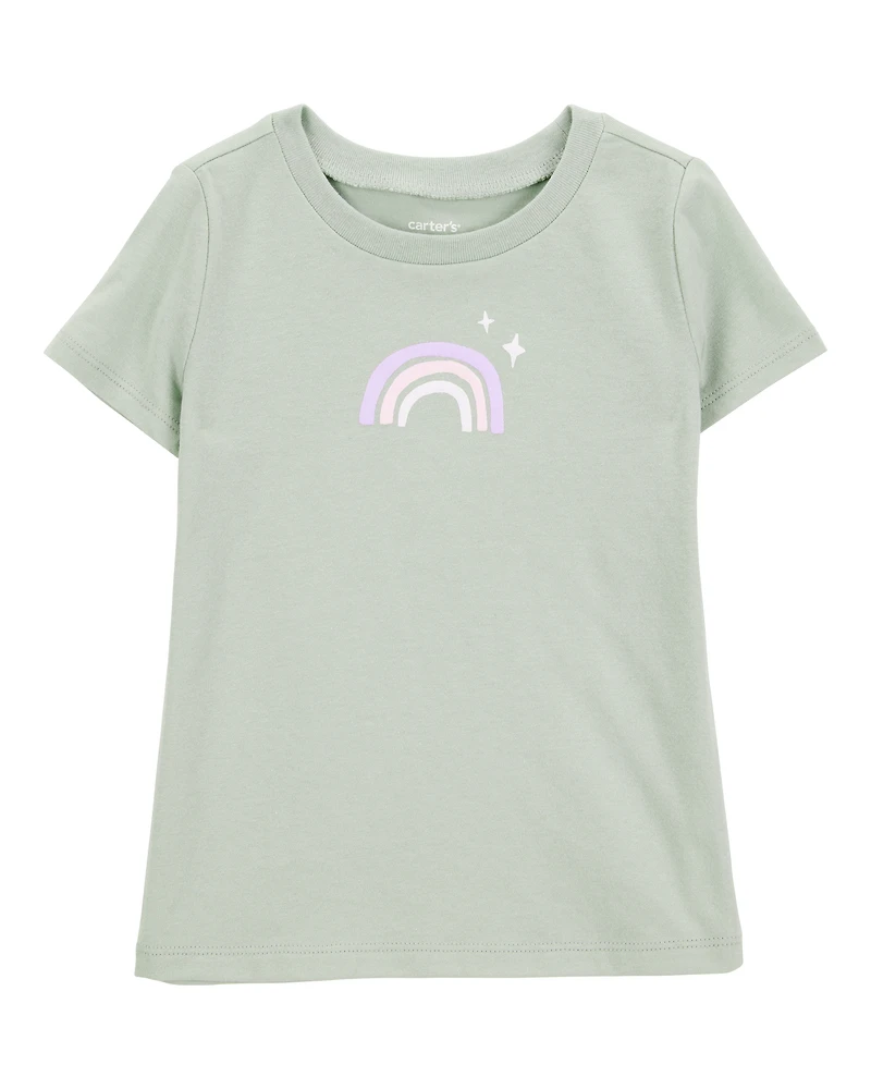 Toddler Girl Rainbow Short-Sleeve Graphic Tee - Olive