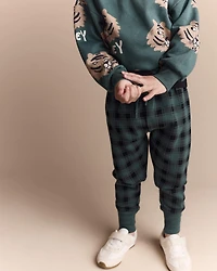 Toddler No-Seam Jogger Pant Plaid - Green/Black