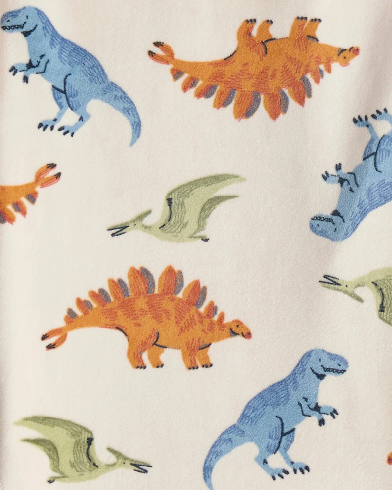 Boys Dinosaur Print DreamPlush Long-Sleeve Snug Fit 2-Piece Pajamas - Tan