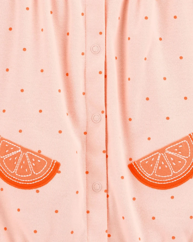 Baby Girl Cotton Short-Sleeve Romper - Orange