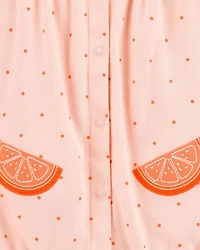 Baby Girl Cotton Short-Sleeve Romper - Orange