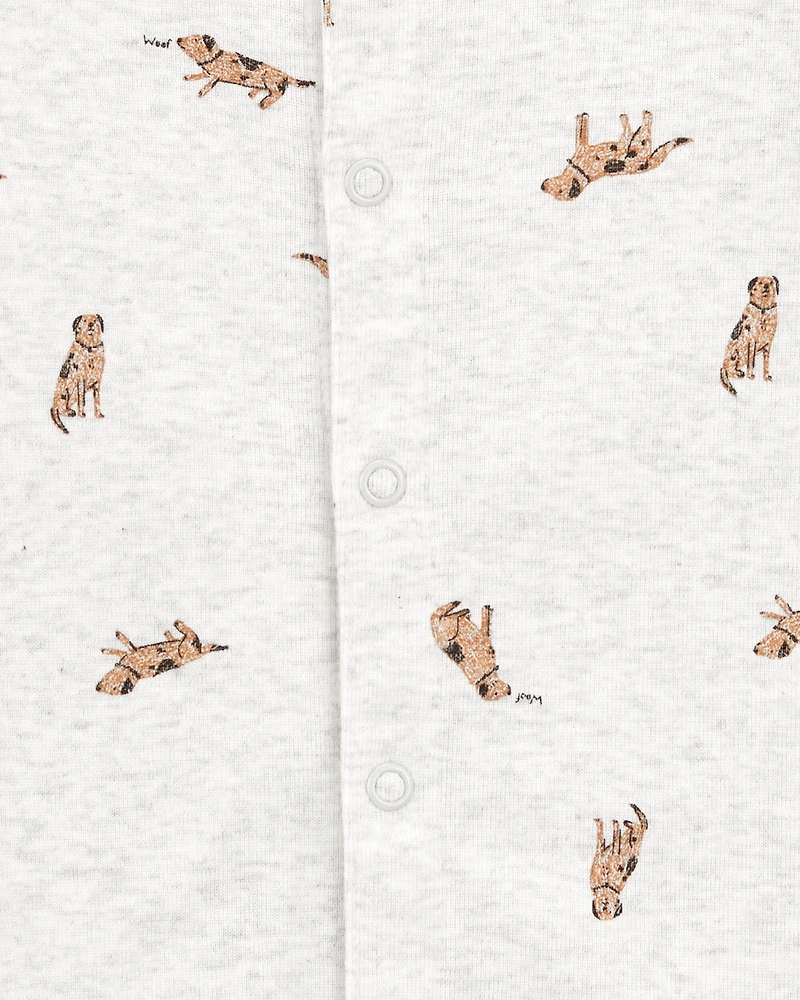 Baby Boy Dog Short-Sleeve Romper - Grey