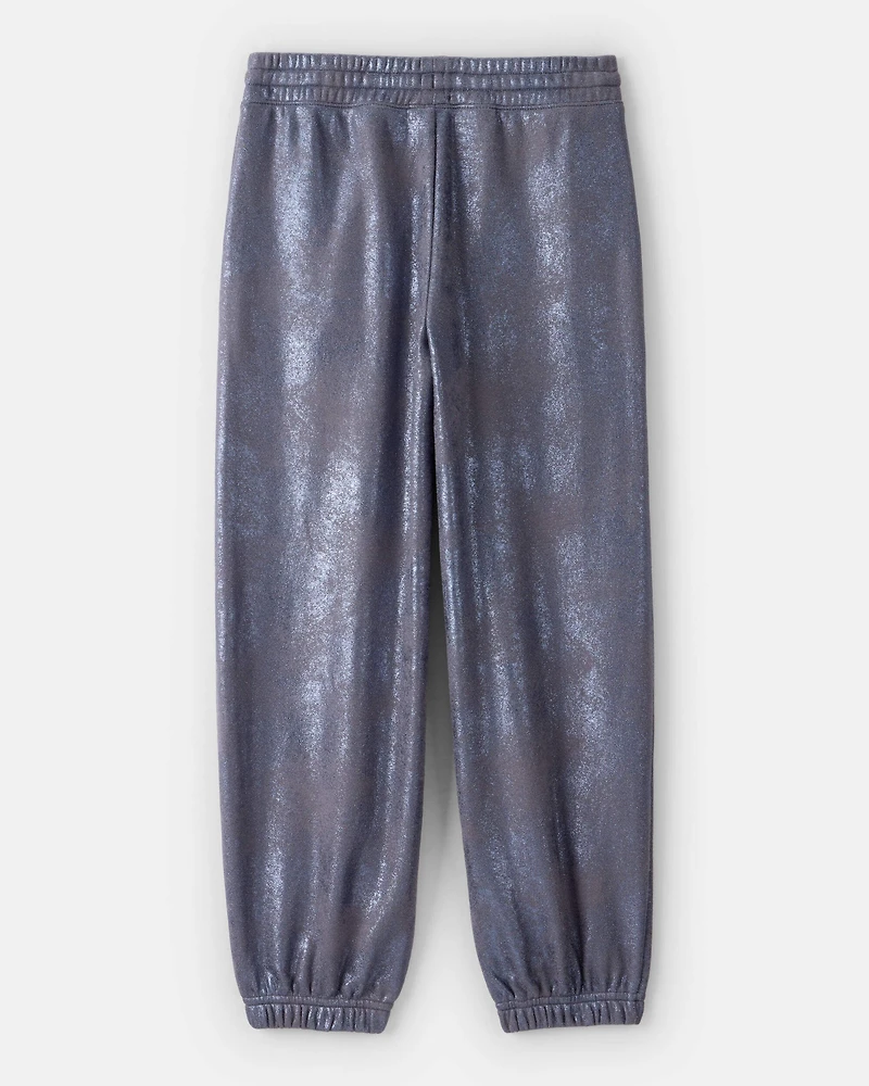 Girls DayDream Fleece Metallic Knit Drawstring Joggers - Grey