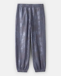 Girls DayDream Fleece Metallic Knit Drawstring Joggers - Grey