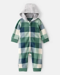 Baby Boy Plaid Print Long-Sleeve Jumpsuit - Plaid