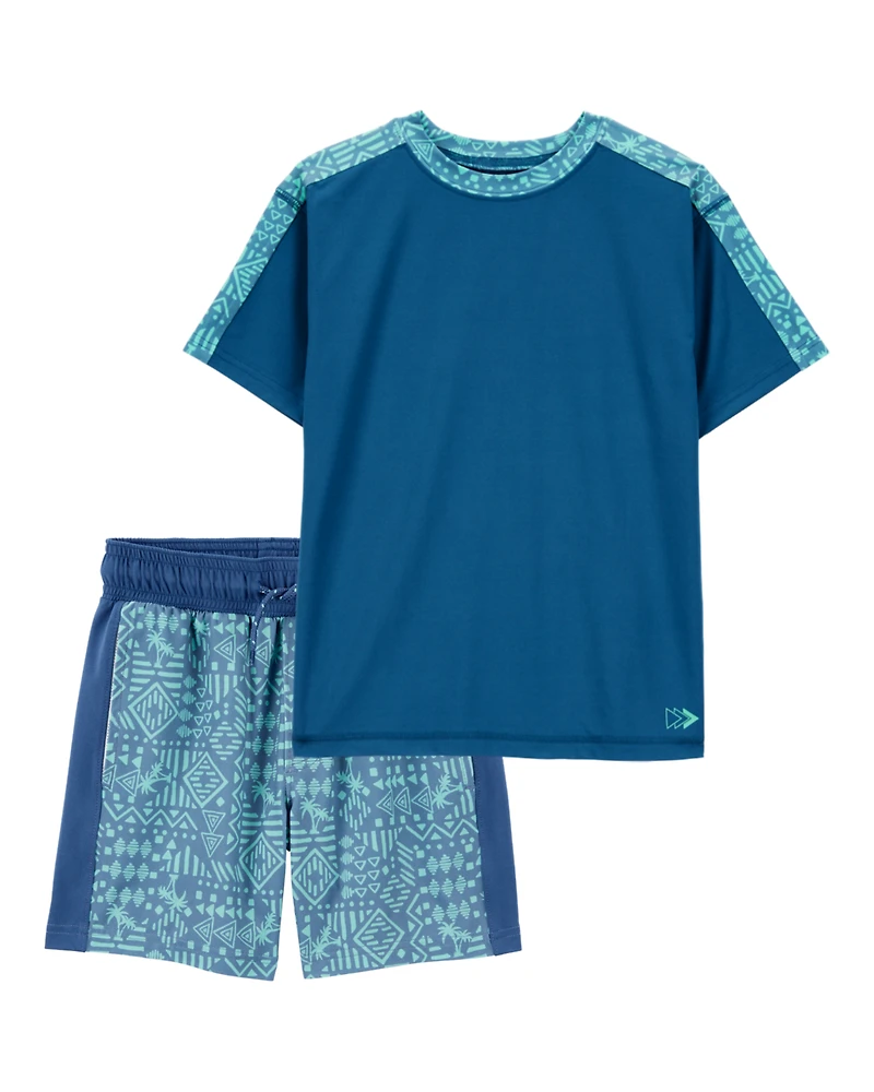 Kid 2-Piece Active Tee & Shorts Set - Blue