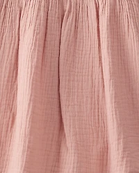 Toddler Organic Cotton Gauze Dress Pink