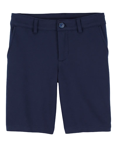 Girls Ponte Knit Uniform Shorts - Navy