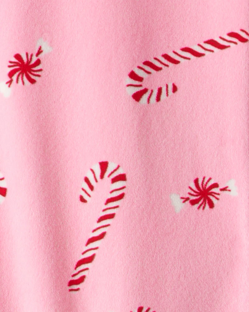 Toddler Pink Peppermints Velour Long-Sleeve Snug Fit 1-Piece Pajamas