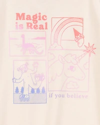 Girls Magic Is Real Short-Sleeve Graphic Tee - Ivory