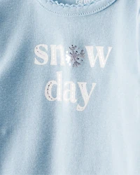 Baby Girl 2-Piece DayDream Fleece Snow Day Bodysuit & Pant Set - Cream/Blue