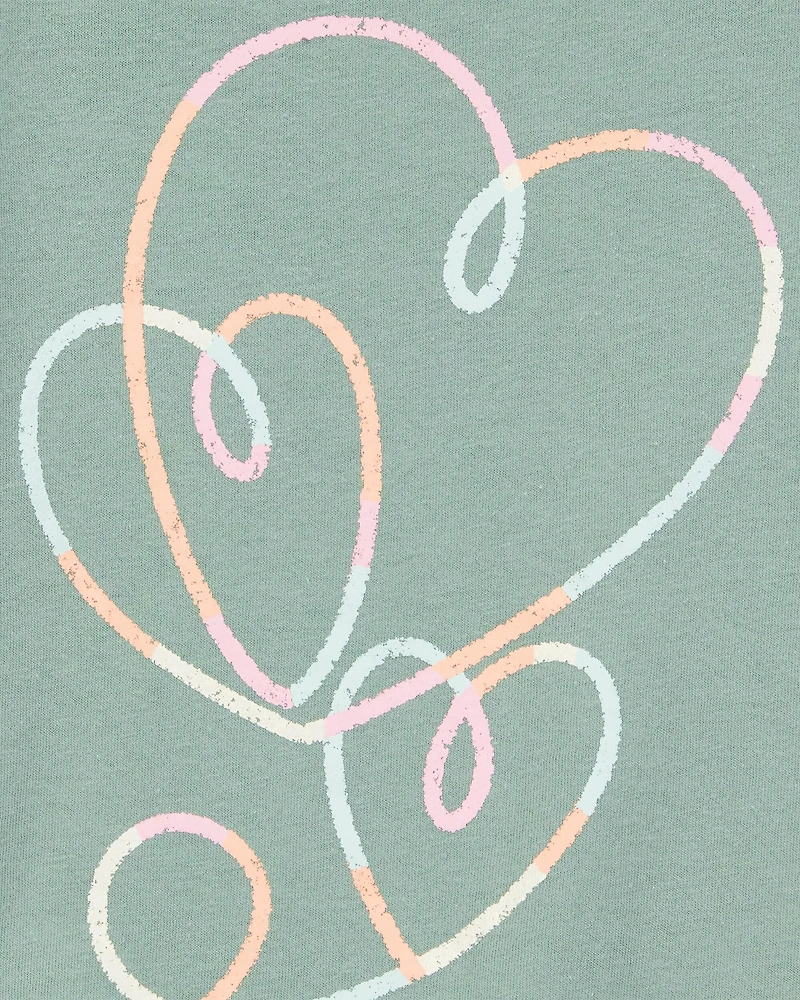 Toddler Heart-Print Short-Sleeve Graphic Tee - Green