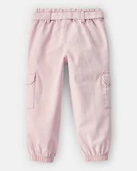 Toddler Girl Cotton Cargo Joggers - Pink