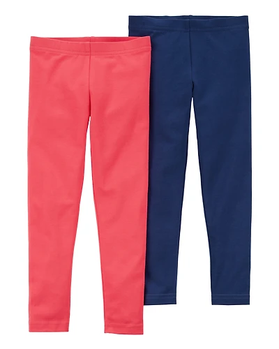 Baby 2-Pack Red & Navy Cotton Stretch Leggings