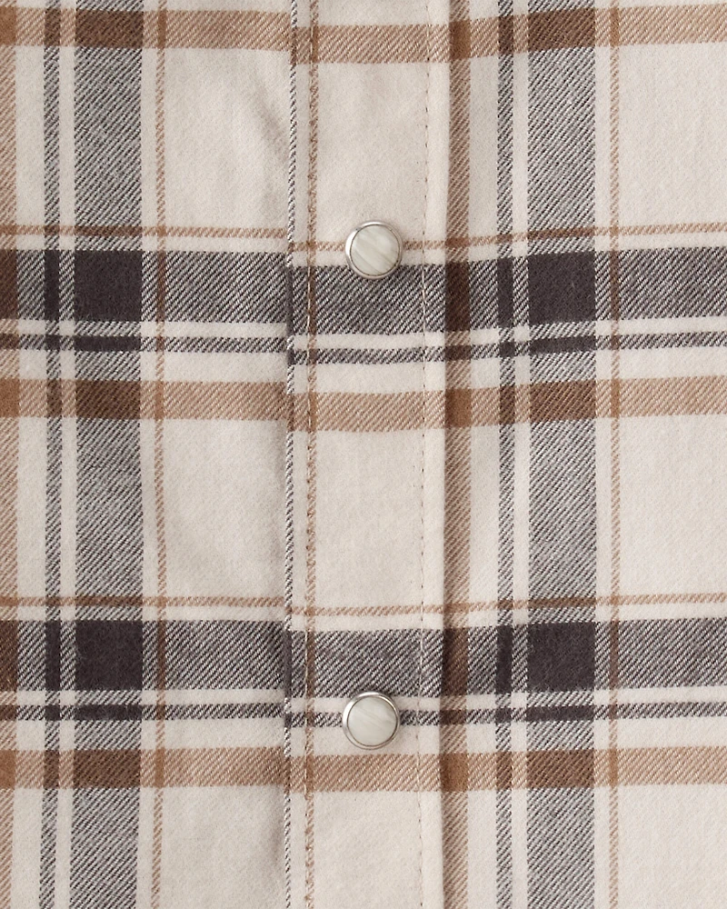 Toddler Boy Western Plaid Cotton Long-Sleeve Button-Down