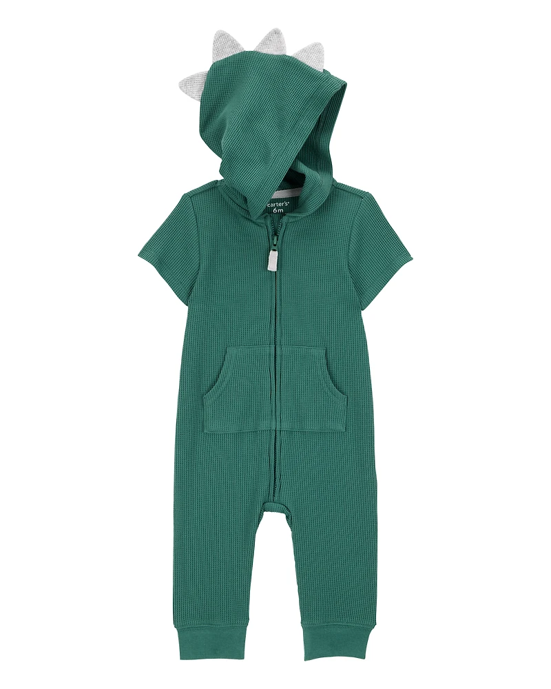 Baby Dinosaur Zip-Up Jumpsuit - Green
