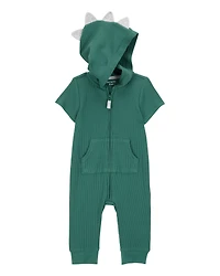 Baby Dinosaur Zip-Up Jumpsuit - Green