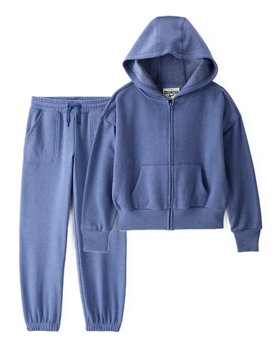 Girls 2-Piece DayDream Fleece Fleece Hooded Zip-Up Jacket & Joggers Set - Blue