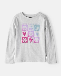 Girls Live Love Long-Sleeve Graphic Tee - Grey