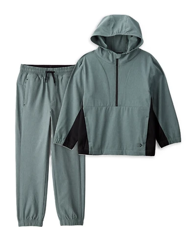 Boys 2-Piece Active Windbreaker & Jogger Set - Green