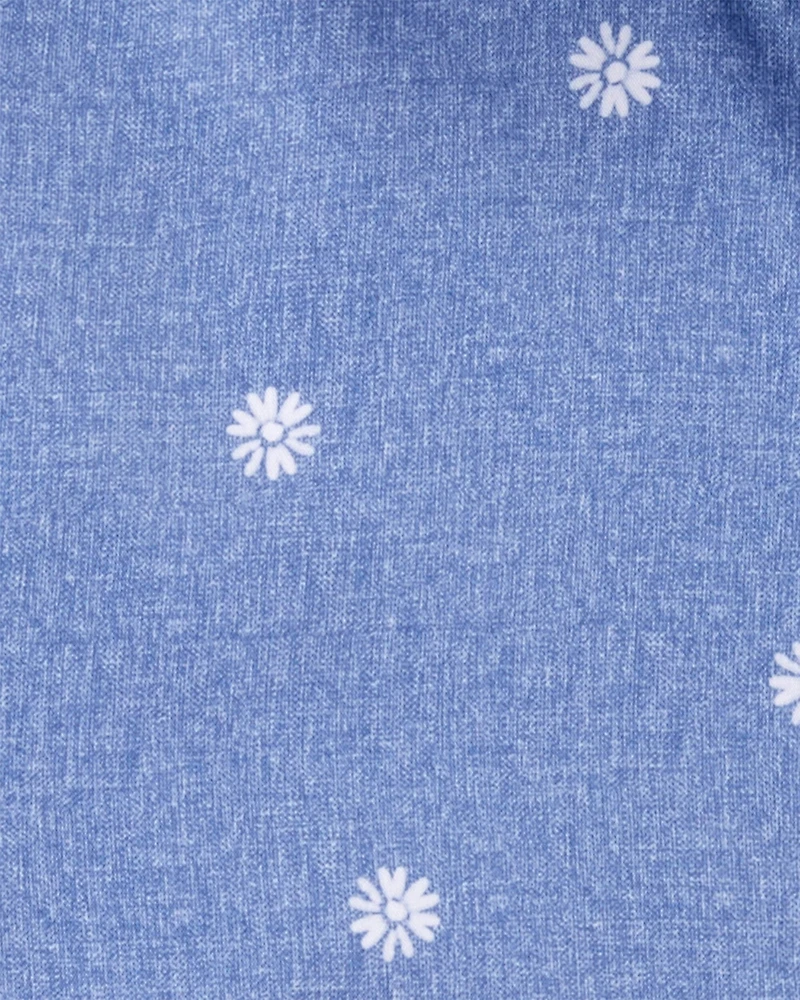 Toddler Girl Daisy-Print Chambray Jacket - Blue