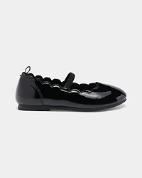 Toddler Girl Scallop Edge Shiny Dress Shoes - Black