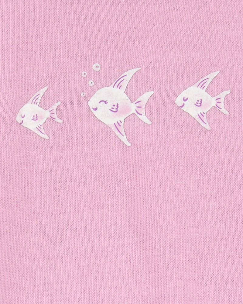Toddler Girl 2-Piece Angelfish Loose Fit Pajamas - Pink