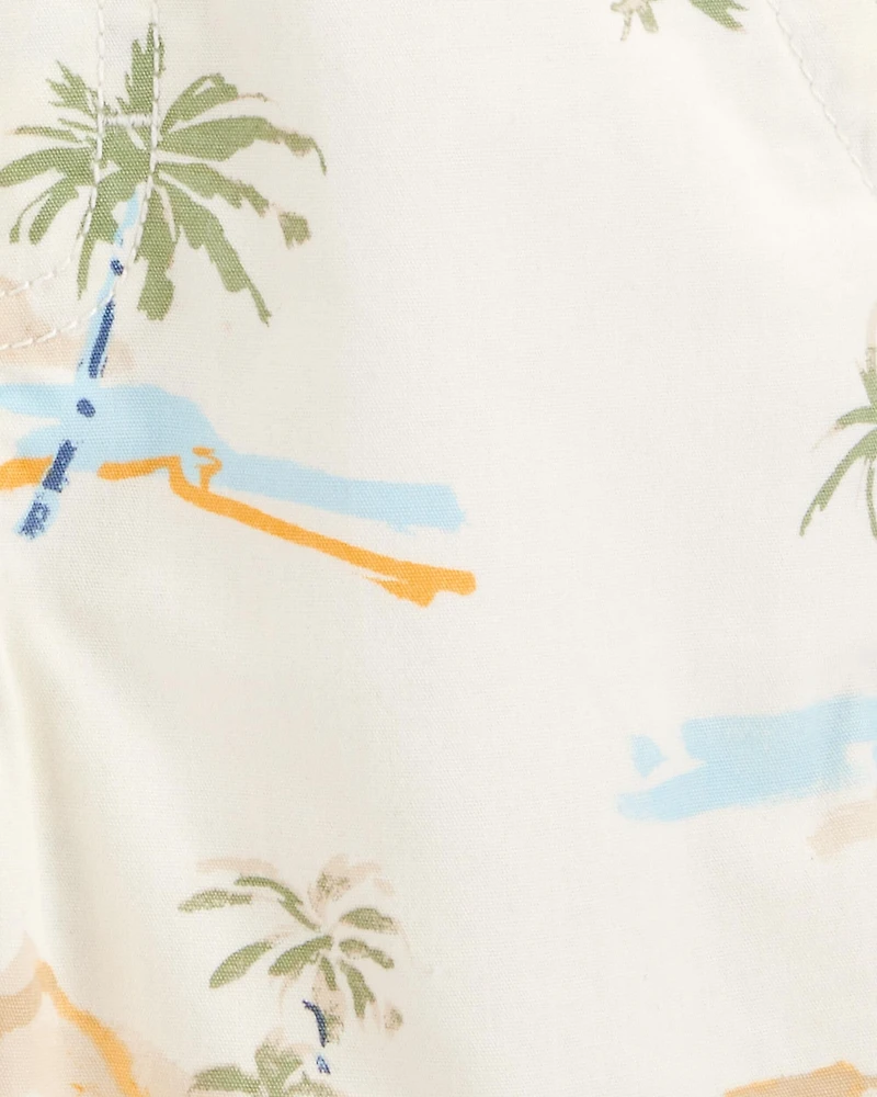 Baby Boy Tropical-Print Knit Shortalls